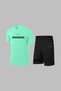 Oversized Men's Water Green Dri-Fit Comfortable Pocket Short Sleeve T-Shirt Shorts Two-Piece Set for Sports (4XL-