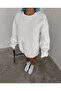 Winter Crew Neck Three Thread Basic Sweatshirt - White - 2