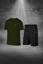 Plus Size Men's Khaki Dri-Fit Casual T-Shirt Shorts Set for Walking and Running (4Xl-10Xl)