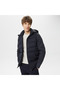 Men's Hooded Quilted Navy Blue Coat