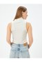 Velvet Sleeveless Flowing Turtleneck Crop Top - 4