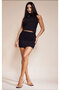 Black, Elastic Waist Mini Denim Skirt