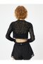 Long Sleeve Crew Neck Zebra Print Crop Top - 4