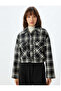Buttoned Tweed Bomber Jacket with Flap Pocket Detail - 3