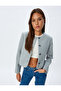 Buttoned Slim Fit Long Sleeve Collarless Crop Jacket