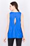 Women Round Neck Sleeveless Pull Over Tank Top, Blue - 3