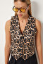 Women's Black Mink Leopard Patterned Stamp Vest To00154 - 4
