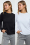 Siyah-Beyaz 2'li Paket Bisiklet Yaka Regular/Normal Kesim Örme T-Shirt TWOAW25TS00001 - 17