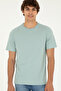 Men's Regular Fit Crew Neck Water Green Basic T-Shirt 50294224-Vr048 - 3