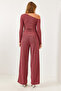 Women's Dusty Rose Asymmetrical Collar Bottom-Top Set 60251832 - 3