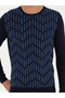 Navy Blue Slim Fit 100% Cotton Crew Neck Knitwear Sweater 50234952-Vr033 - 6
