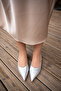 Eyya Silver Stone Detailed 2cm Special Flat Sole Women's Ballerinas