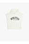 Hooded Sweatshirt Sleeveless Slogan Printed Kangaroo Pocket Cotton Embroidered