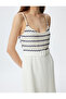 Crochet Detailed Mini Strap Dress with Belt Detail, Lined, Linen Blend - 5