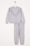 Crew Neck Long Sleeve Ruffle Detailed Gray Color Girl's Two Piece Set