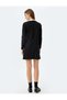 Shirt Collar Jewelled Mini Dress Long Sleeve Crepe Scuba Fabric - 4