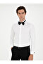 White Slim Fit Cotton Blend Cuffed Tuxedo Shirt 50287298-Vr013 - 3