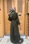 Hijab Dress - Belt Detail, Khaki - 4