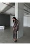 Women's Long Sleeve Midi Length Leopard Print Dress Brown - 2