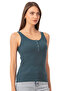Özkan 27063 Women's Cotton Lycra Camisole Ribbed Flexible Comfortable Front Placket Thick Strap Knitted Tank Top - 4