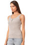 Özkan 27063 Women's Cotton Lycra Camisole Ribbed Flexible Comfortable Front Placket Thick Strap Knitted Tank Top - 3