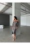 Women's Long Sleeve Midi Length Leopard Print Dress Brown