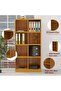 Wooden Display Shelves with 8 Storage Compartment, Freestanding Files, Light Walnut - 4