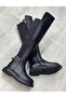 Black Diving Fabric Over-The-Knee Long Boots - 2