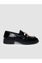 100% Genuine Leather Black Patent Leather Buckle Women's Casual Shoes