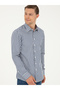Navy Blue Slim Fit Cotton Striped Shirt 50291360-Vr033 - 3