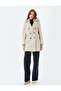 Long Stamp Coat with Removable Faux Fur Collar and Pockets - 3