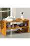 2-Tier Stackable Shoe Rack, Wooden 2-Shelf Shoe Shoes , Light Walnut