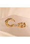 Steel Women's Earrings, Three Rows Half Hoop, Gold Color, No:70 - 2