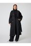 Double Breasted Buttoned Pocket Extra Long Stamp Coat with Belt Detail