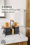 Black Wooden Detailed Bleach and Liquid Soap Dispenser Bathroom Set with Metal Stand - Sponge Gift