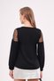 Women's Black V-Neck Sleeve Tulle Balloon Blouse ARM-20K001038 - 7