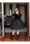 Girl's Black Velvet Evening Dress with Bag and Buckle 2-12 Years - 2