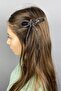 Anthracite Gray Full Stone Design Bow Hair Clip - 4