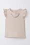 Girl's T-Shirt with Belt and Chain Accessory, Ages 9-14, Beige