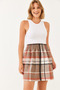 Women's Beige Gipe Detailed Plaid Mini Skirt 0169 60251858 - 3