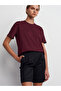 30312 100% Cotton Decorative Stitching Crew Neck T-Shirt-Burgundy - 4
