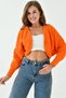 Orange Balloon Sleeve Crop Knitwear Women's Cardigan - 0149 - 7