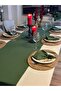 Aura Cotton Stain-Resistant Green Long Runner (Napkins Not Included) - 5