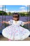 Blue Floral Vintage Baby Girl Dress, Suitable for Birthday, Dress, 0-12 Years Old