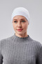 Women's Hijab Lycra Combed Seamless Non-Slip Plain Laced Bonnet White - 4