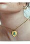 Turquoise Stoned Heart Non-Tarnish Steel Women's Gold Necklace - 5