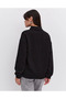 Black Oversize Basic Sweatshirt - Half Lacquered, Collared - 4
