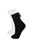 Women's Seamless Ribbon 2-Piece Combed Cotton Socks D7727Axns