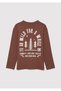 Printed Brown T-Shirt Loose Fit / Loose Relaxed Fit 6610221 -70243 - 2