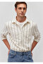 Navy Blue Striped Ecru Shirt Slim Fit / Slim Fit 0211253 -70490 - 2